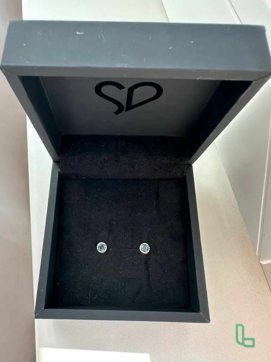 Золотые серьги с лондон топазами и бриллиантами