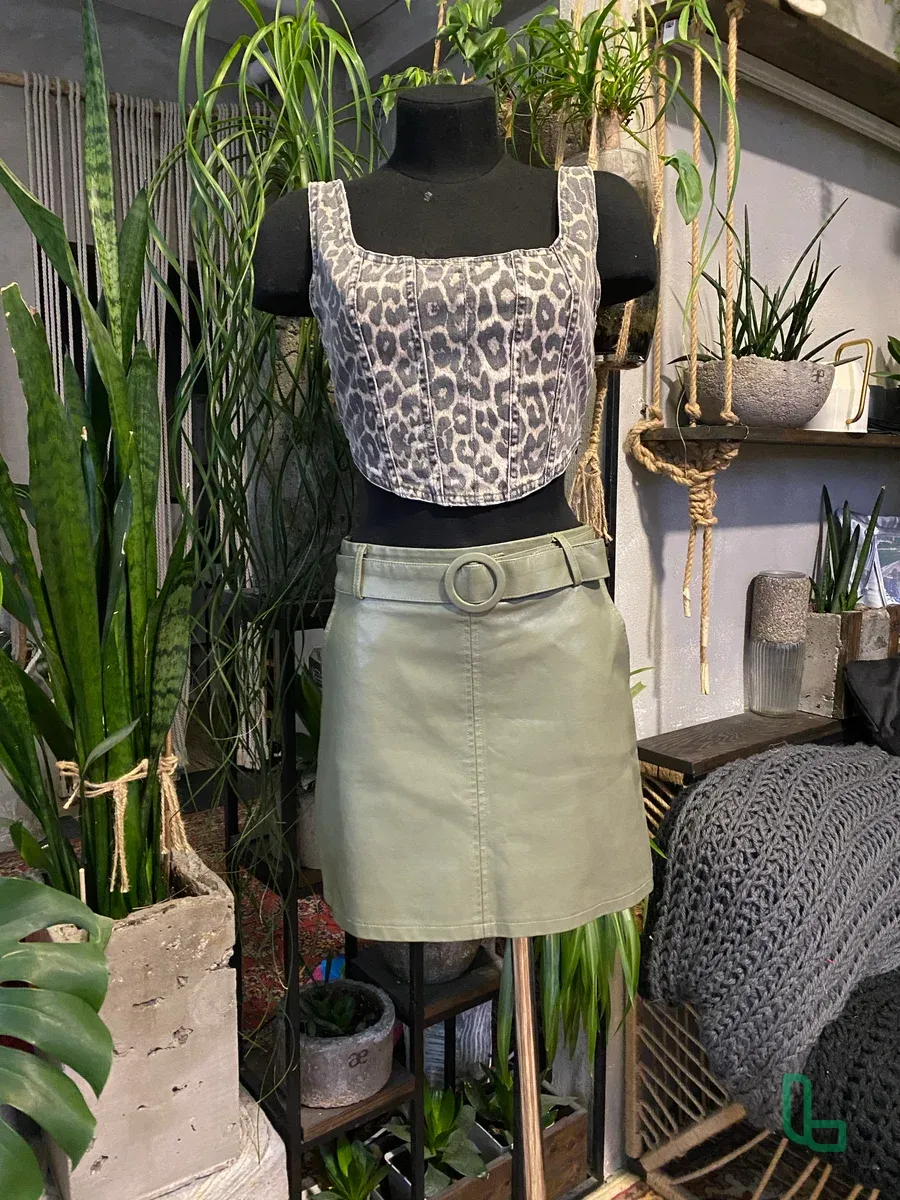 Юбка из экокожи и топ Lime