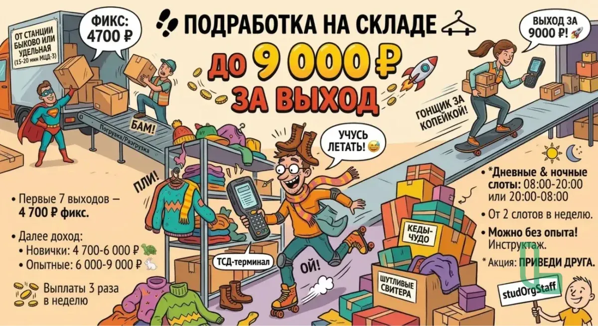Подработка на склад с ежедневной оплатой
