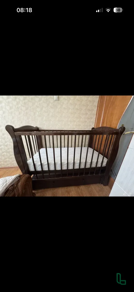 Детская Кроватка С Маятником И Матрасом