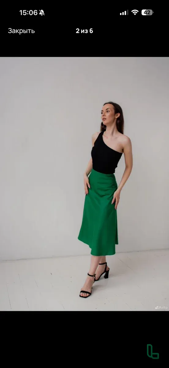 Юбка Атласная Зеленая Юбка 42/44/46/48 Новая