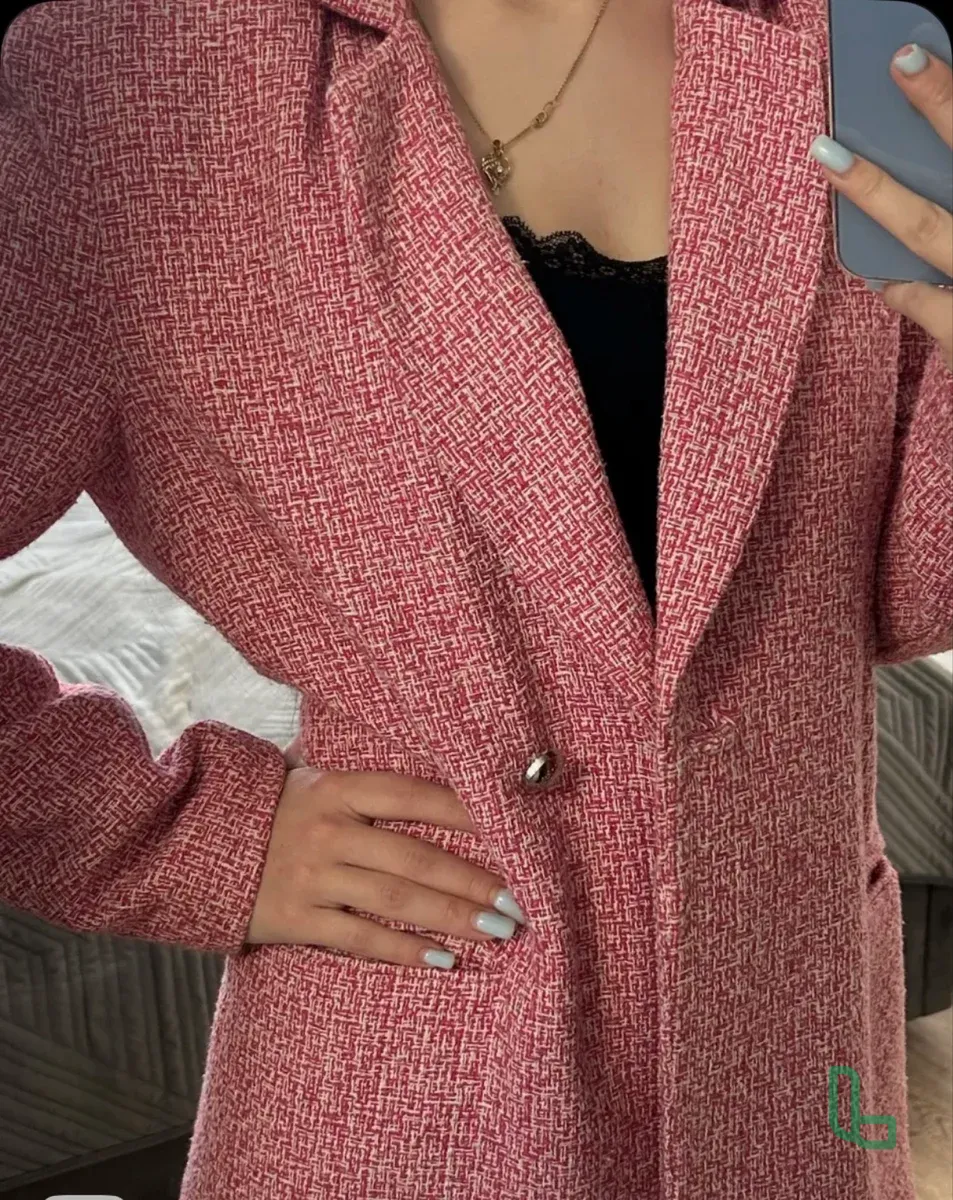 Женский Пиджак Твидовый Розовый