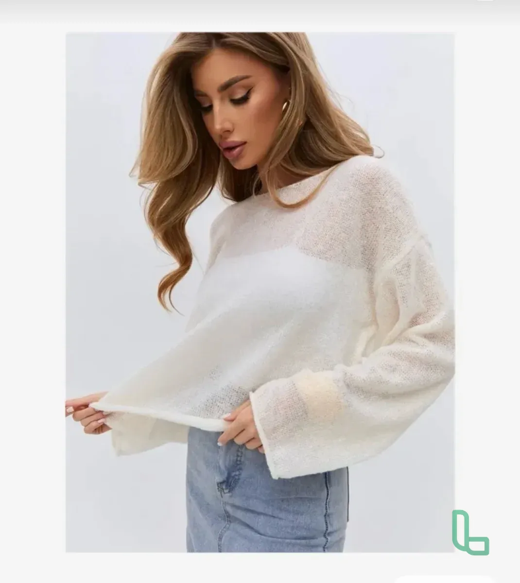 Джемпер белый оверсайз женский