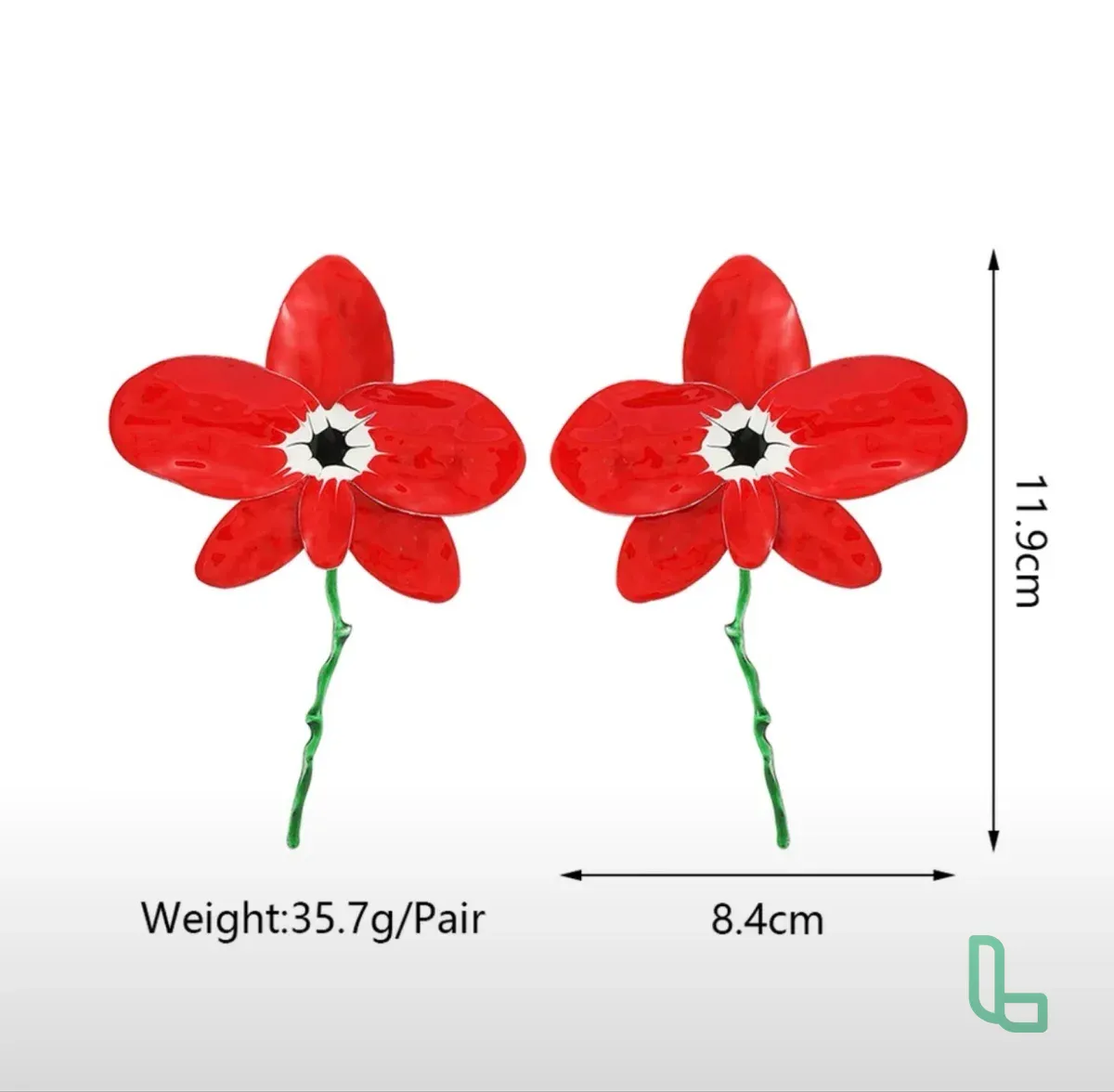 Серьги Красные Маки Гвоздики