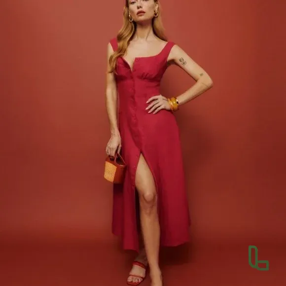 Платье льняное красное Reformation Новое