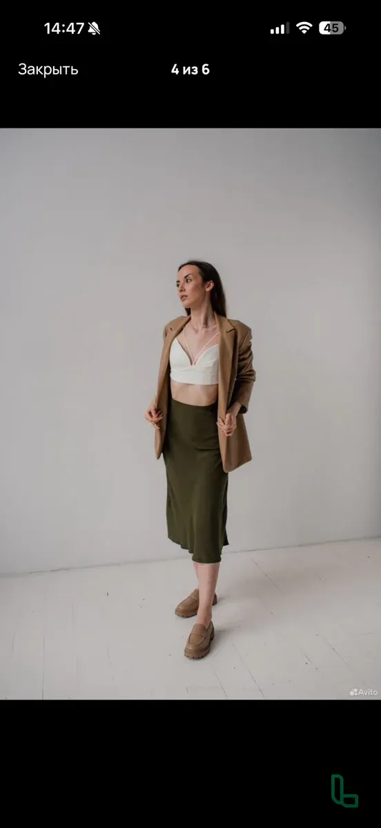 Юбка Вискозная Хаки Размеры 42/44/46/48
