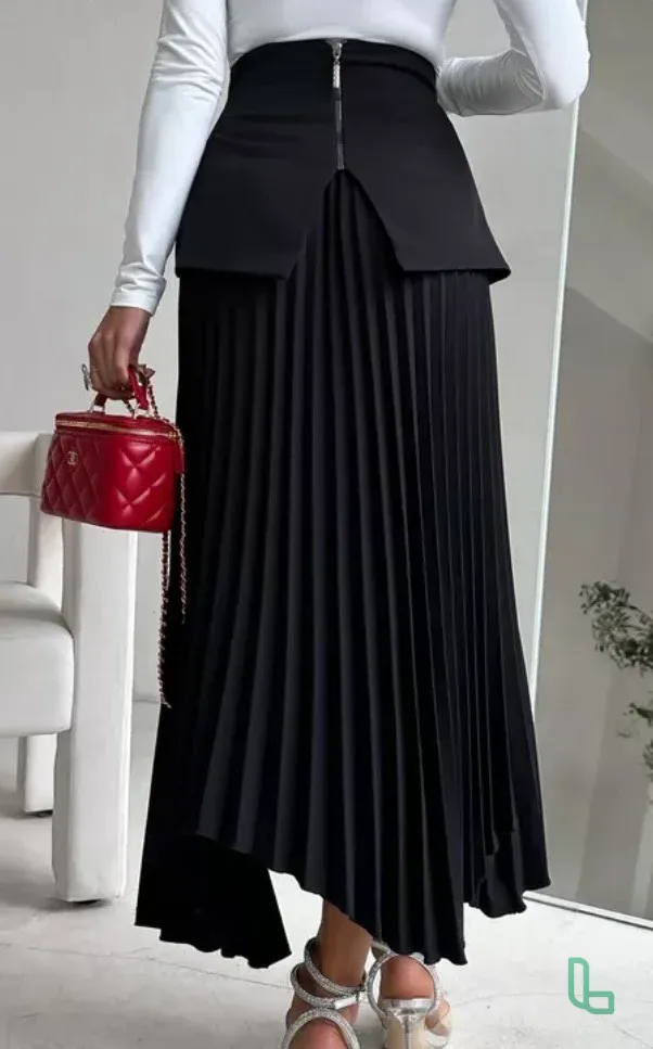 Юбка плиссе миди с баской